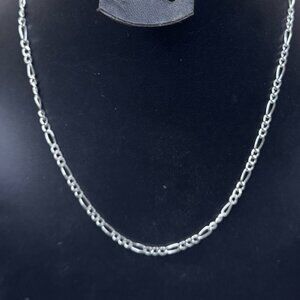 Vintage Sterling Silver 925 Figaro Chain Necklace 16" PGDA Italy Unisex Everyday